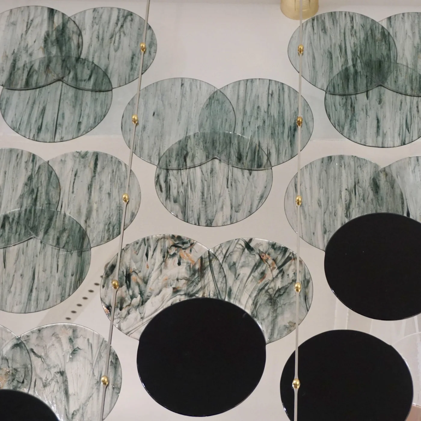 Black Pink & Blue Circle Murano Glass Room Divider Screen