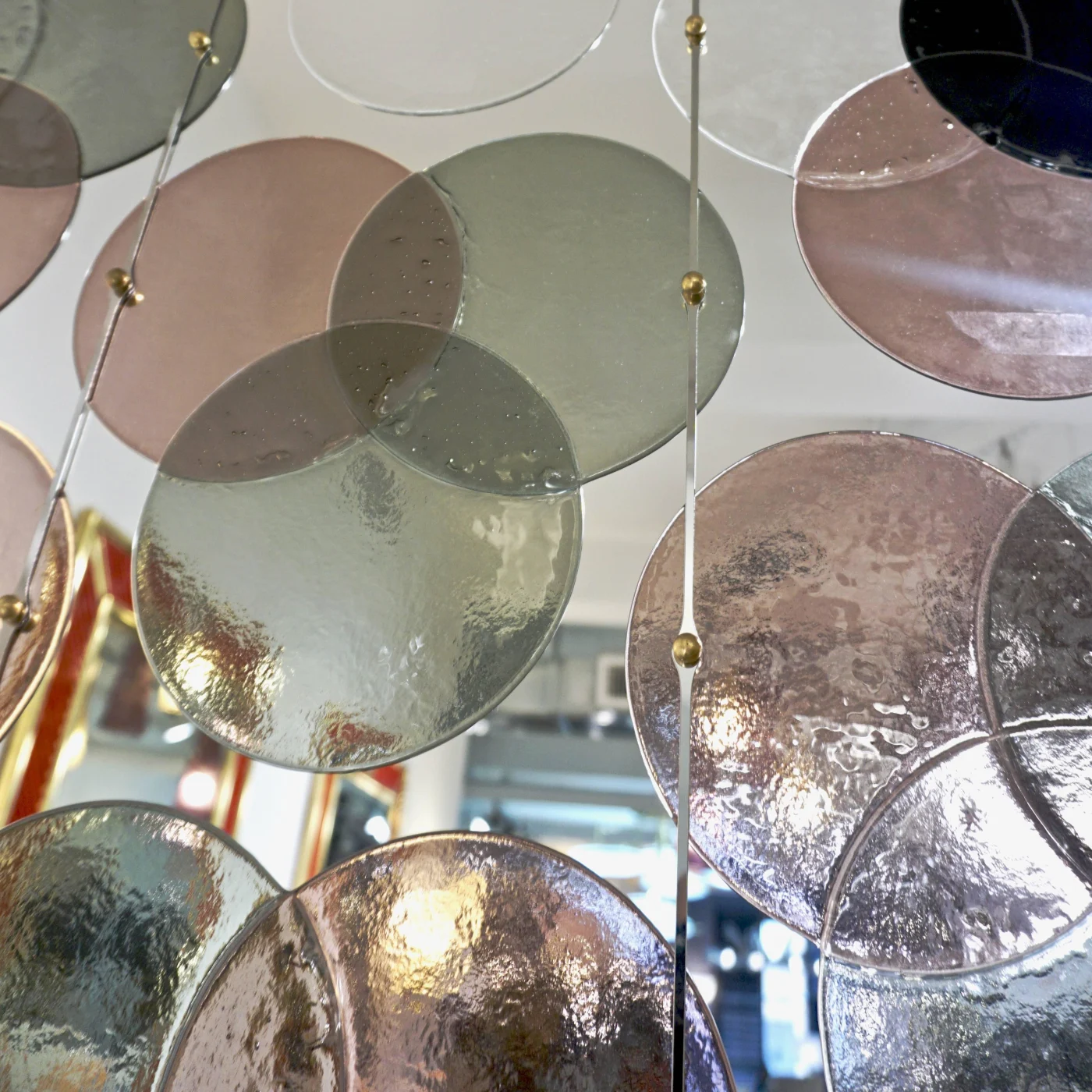 Black Pink & Blue Circle Murano Glass Room Divider Screen