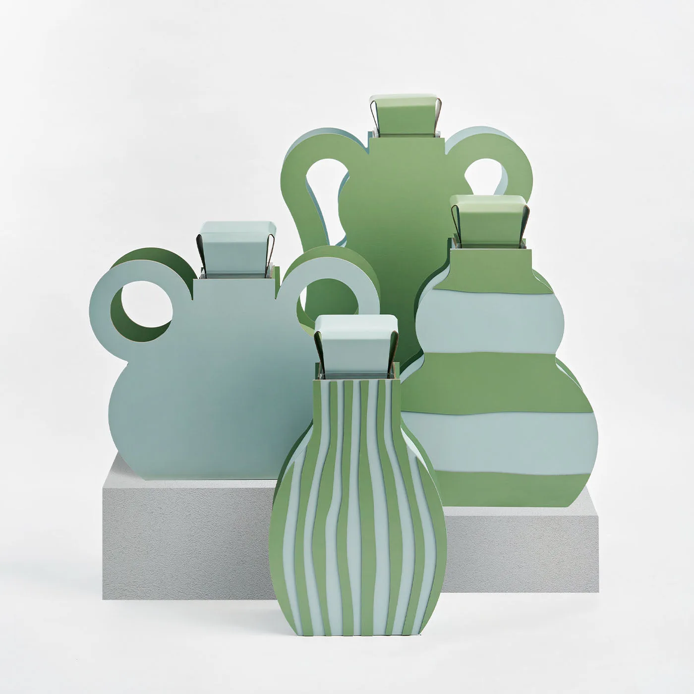 Otto Striped Sky Blue Eucalyptus Vase by Gianpaolo Venier