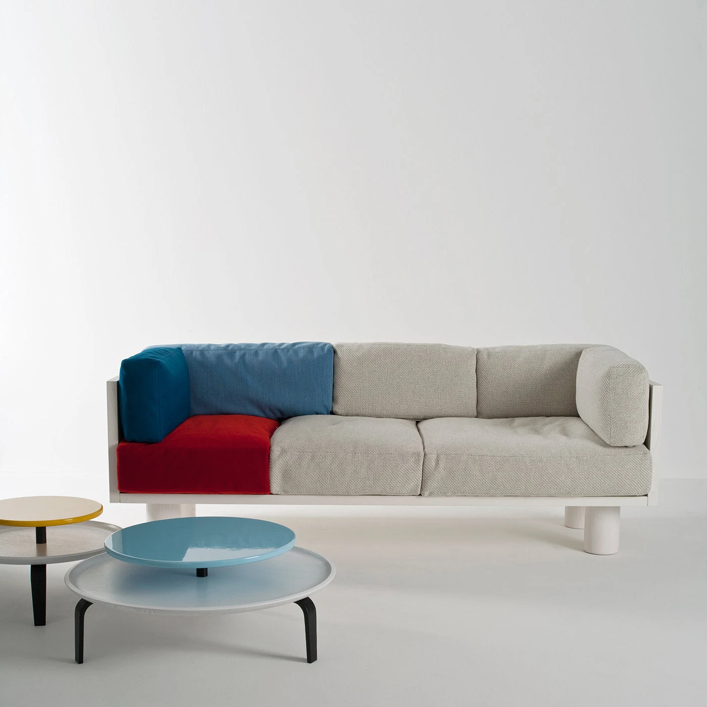 Ottoman White Wool Medium Sofa