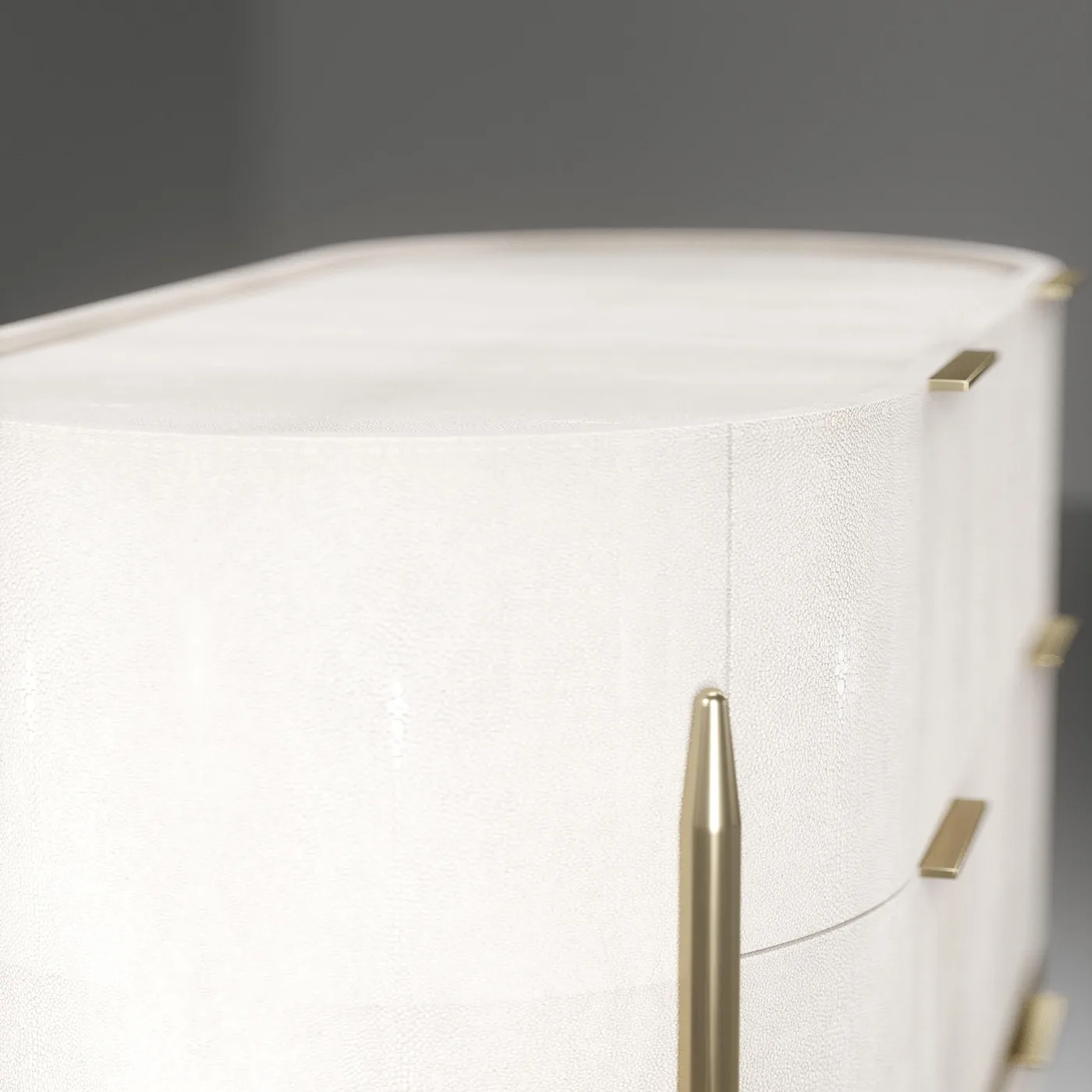 Oval Shagreen Chest of Drawers with Brass Accents
