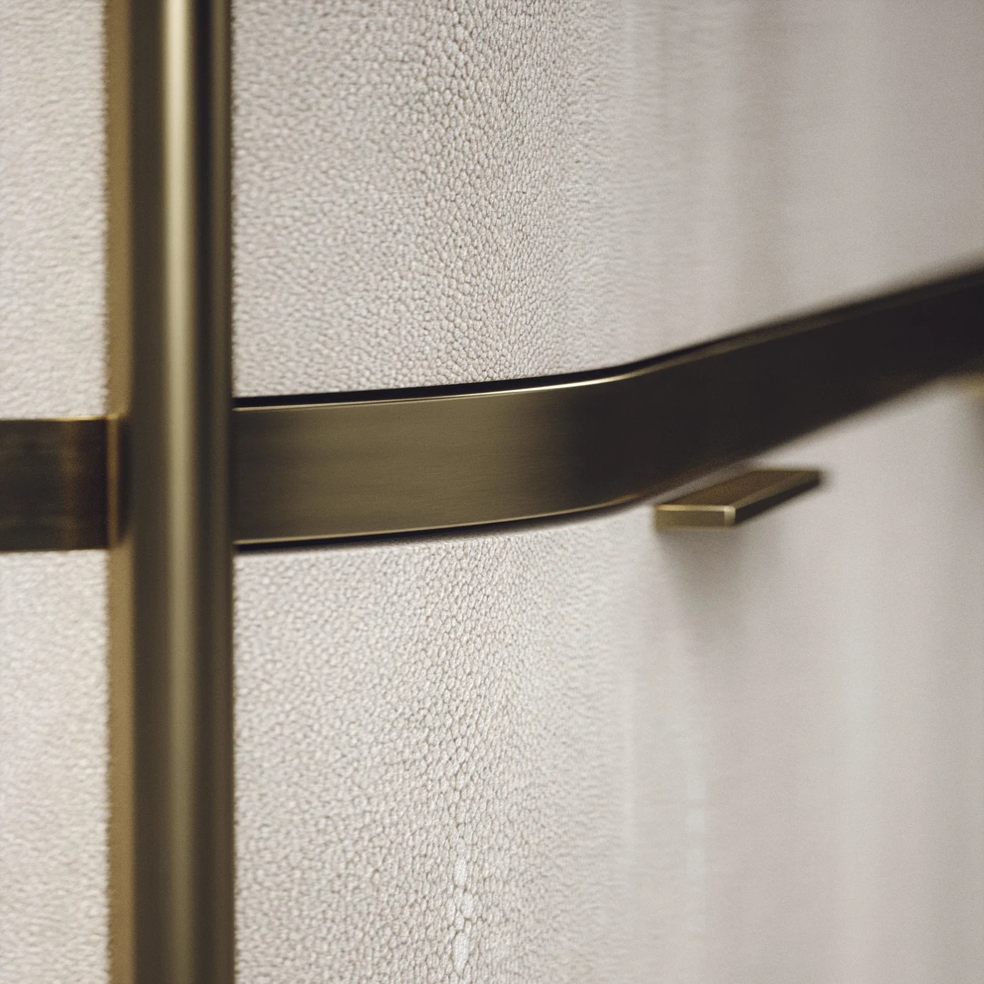 Oval Shagreen Chest of Drawers with Brass Accents