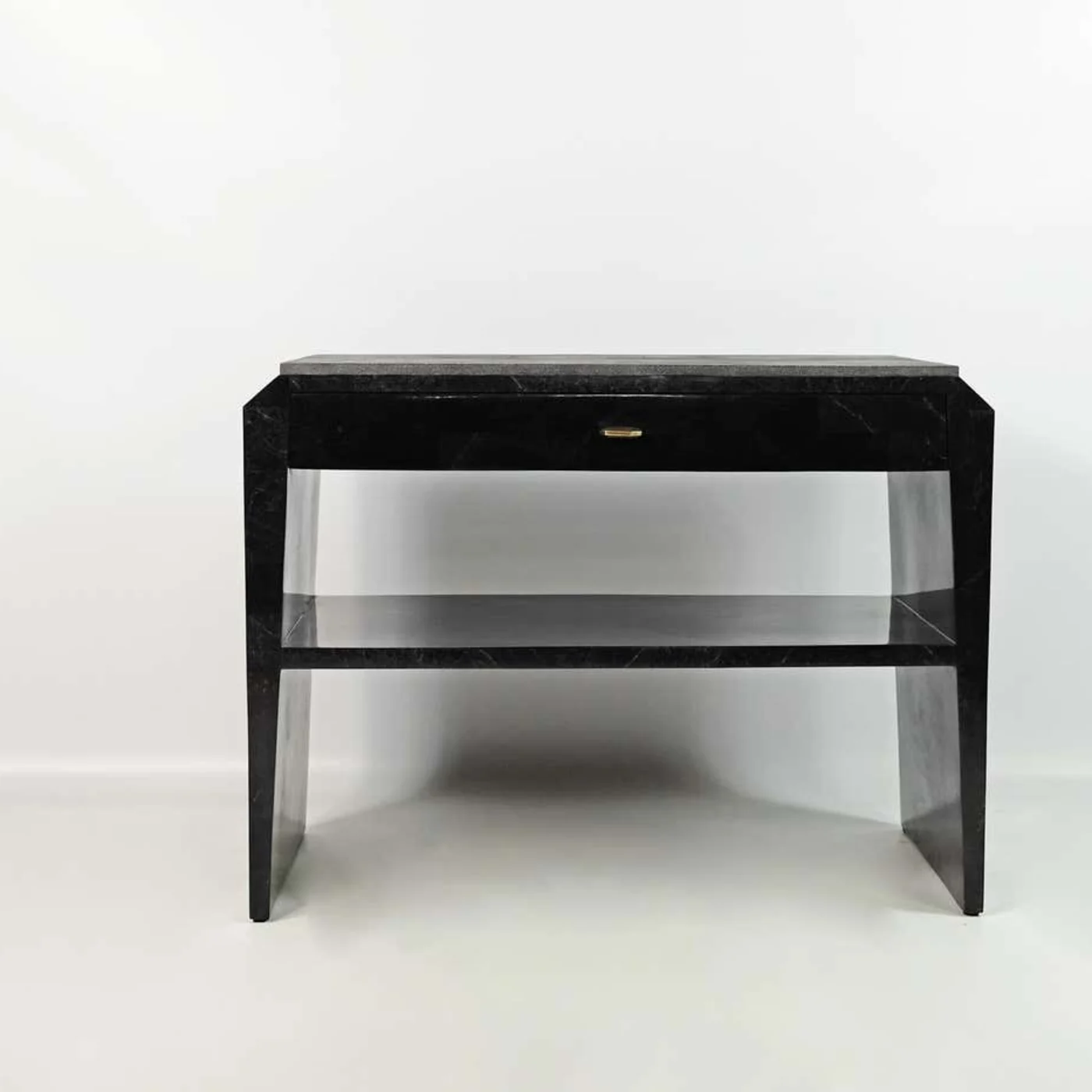 Pair of Bedside Tables In Black Stone Marquetry
