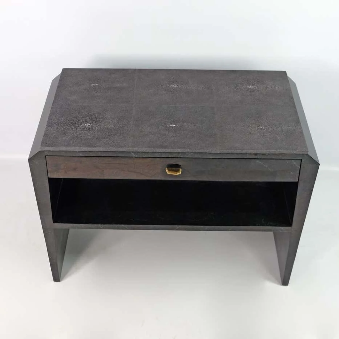 Pair of Bedside Tables In Black Stone Marquetry