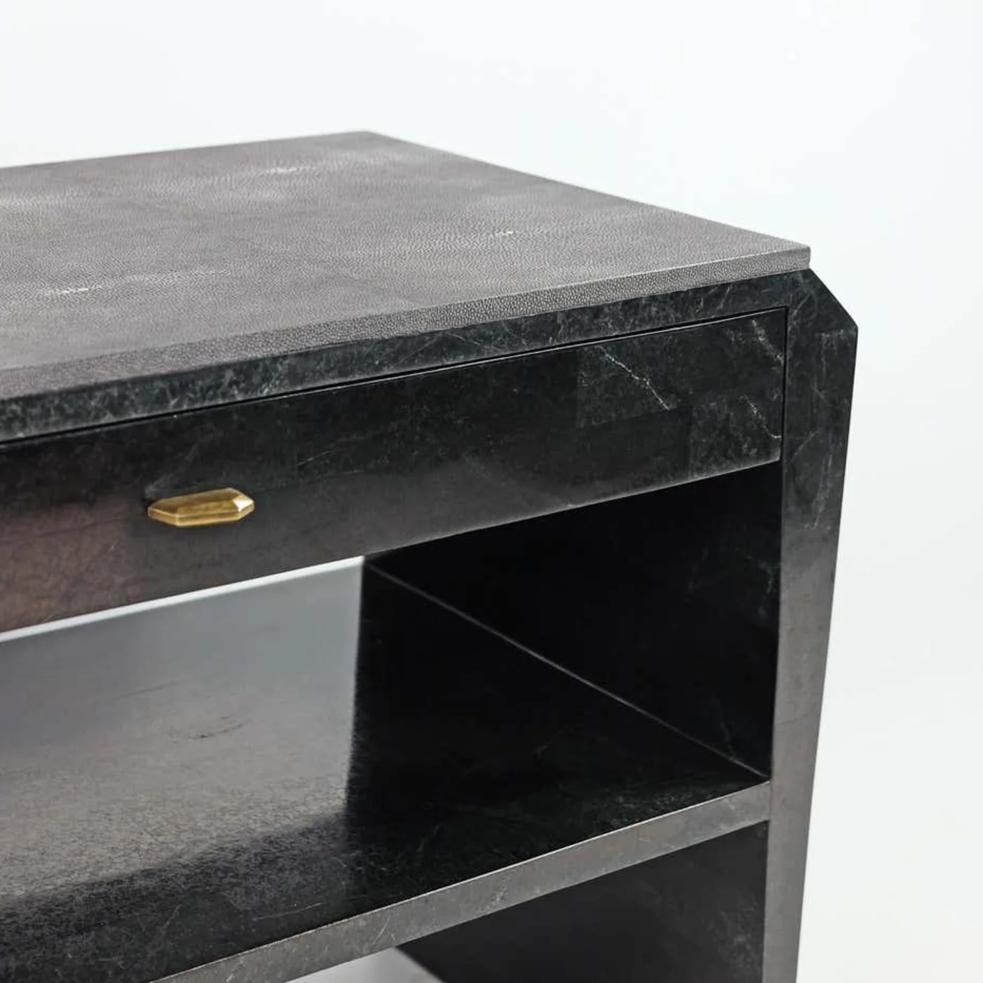 Pair of Bedside Tables In Black Stone Marquetry