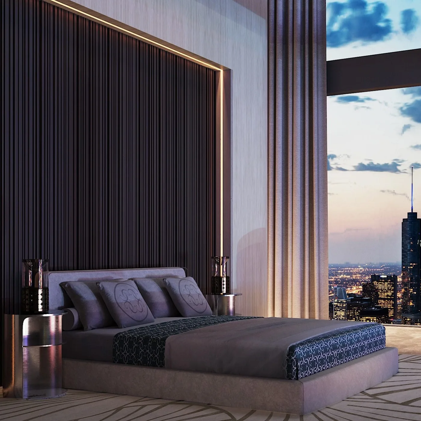 Palmier Rectangular Wool and Bamboo Silk