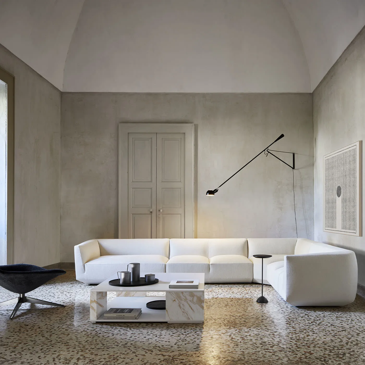 Panis L-shaped Modular White Sofa