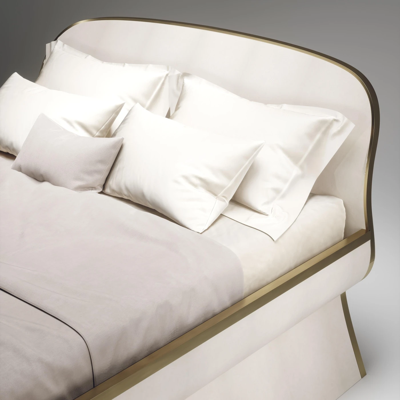 Parchment Bed Frame with Bronze Patina Brass