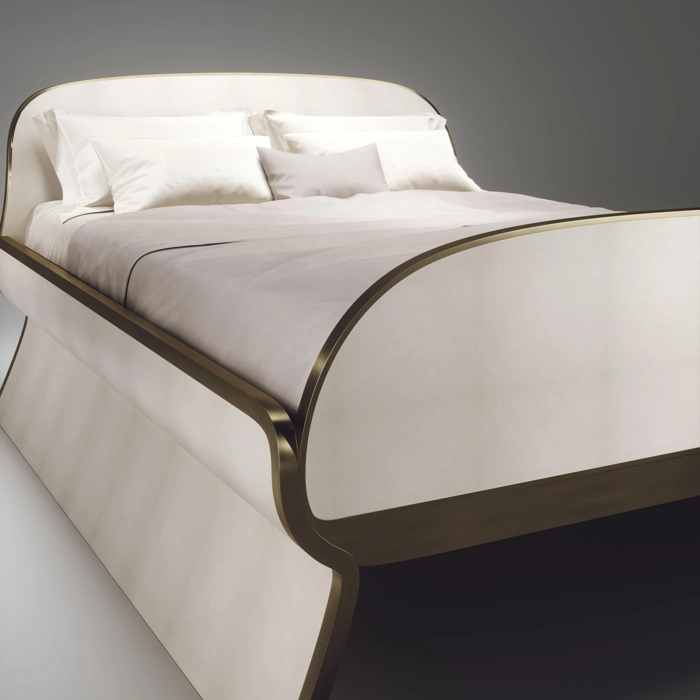 Parchment Bed Frame with Bronze Patina Brass