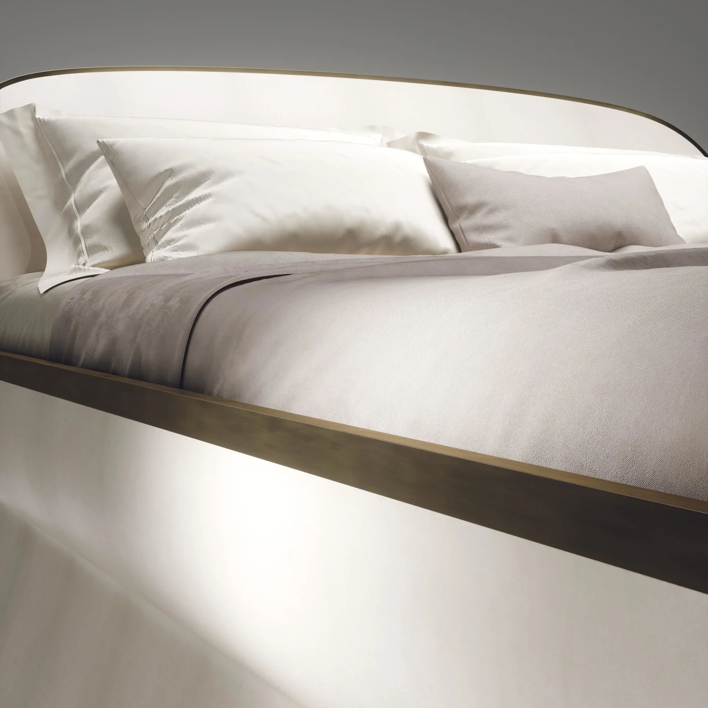 Parchment Bed Frame with Bronze Patina Brass