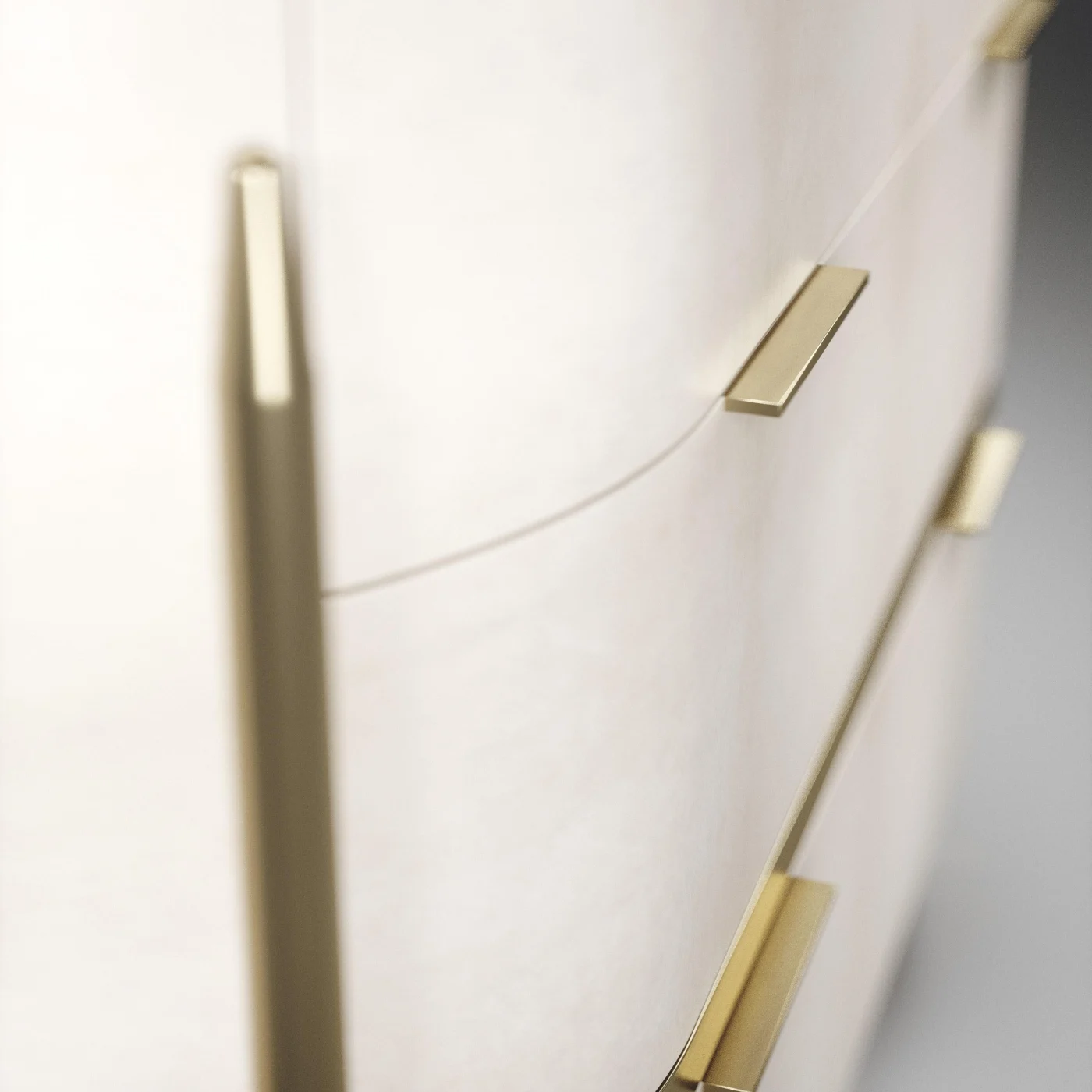 Parchment Chest of Drawers with Brass Accents