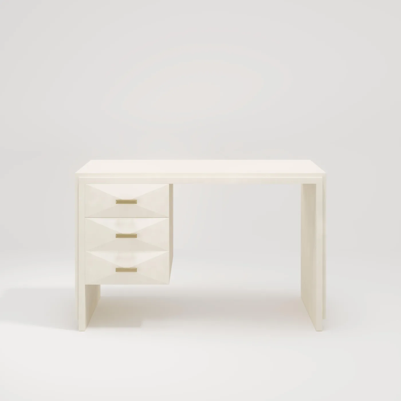 Parchment Desk with Bronze Patina Brass Details