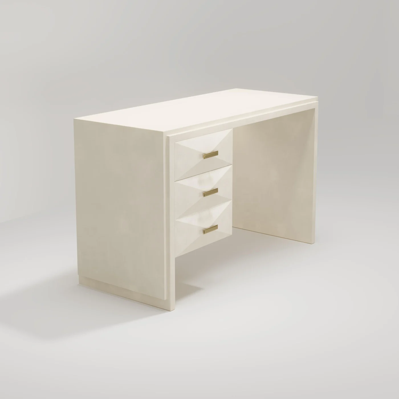 Parchment Desk with Bronze Patina Brass Details