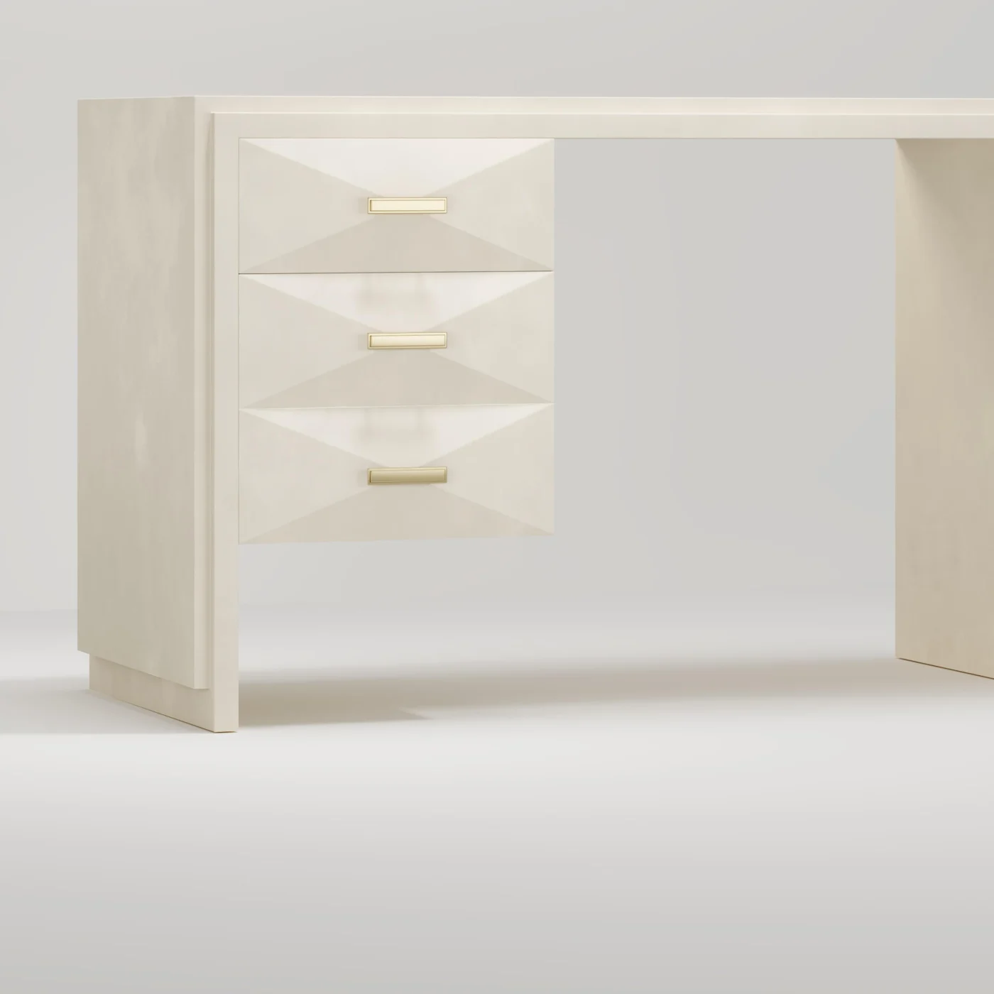 Parchment Desk with Bronze Patina Brass Details