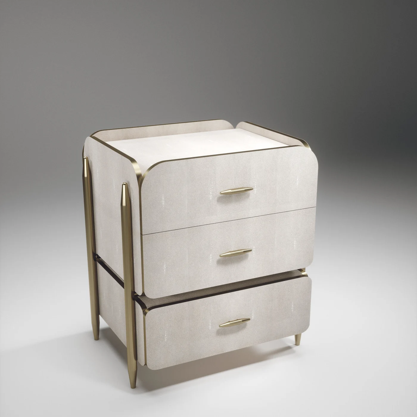 Parchment Night Stand with Brass Accents