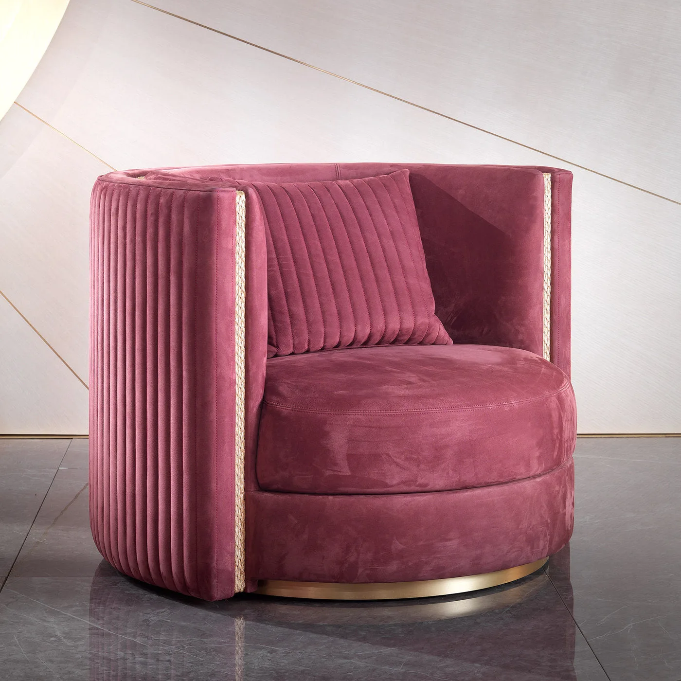 Penelope Golden Stiched Swivel Armchair