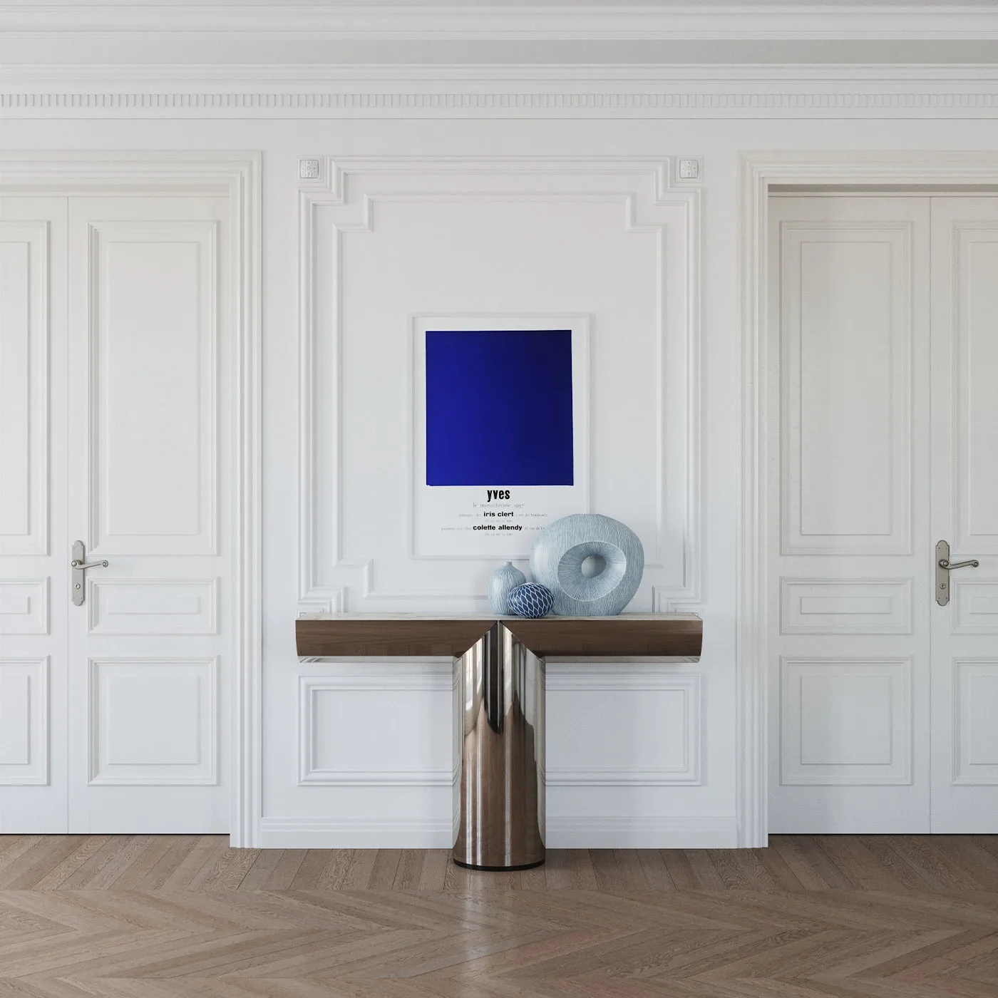 Perseo Polished Steel Console