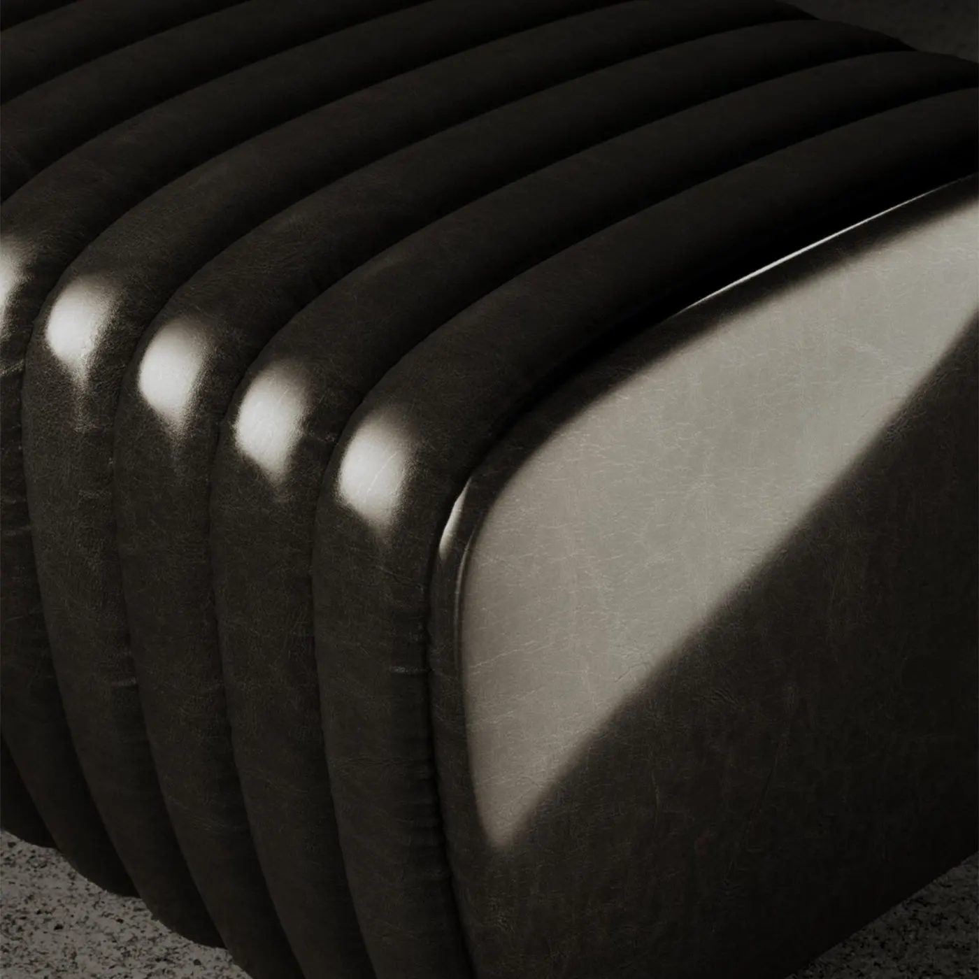 Petit Arret Black Leather Bench