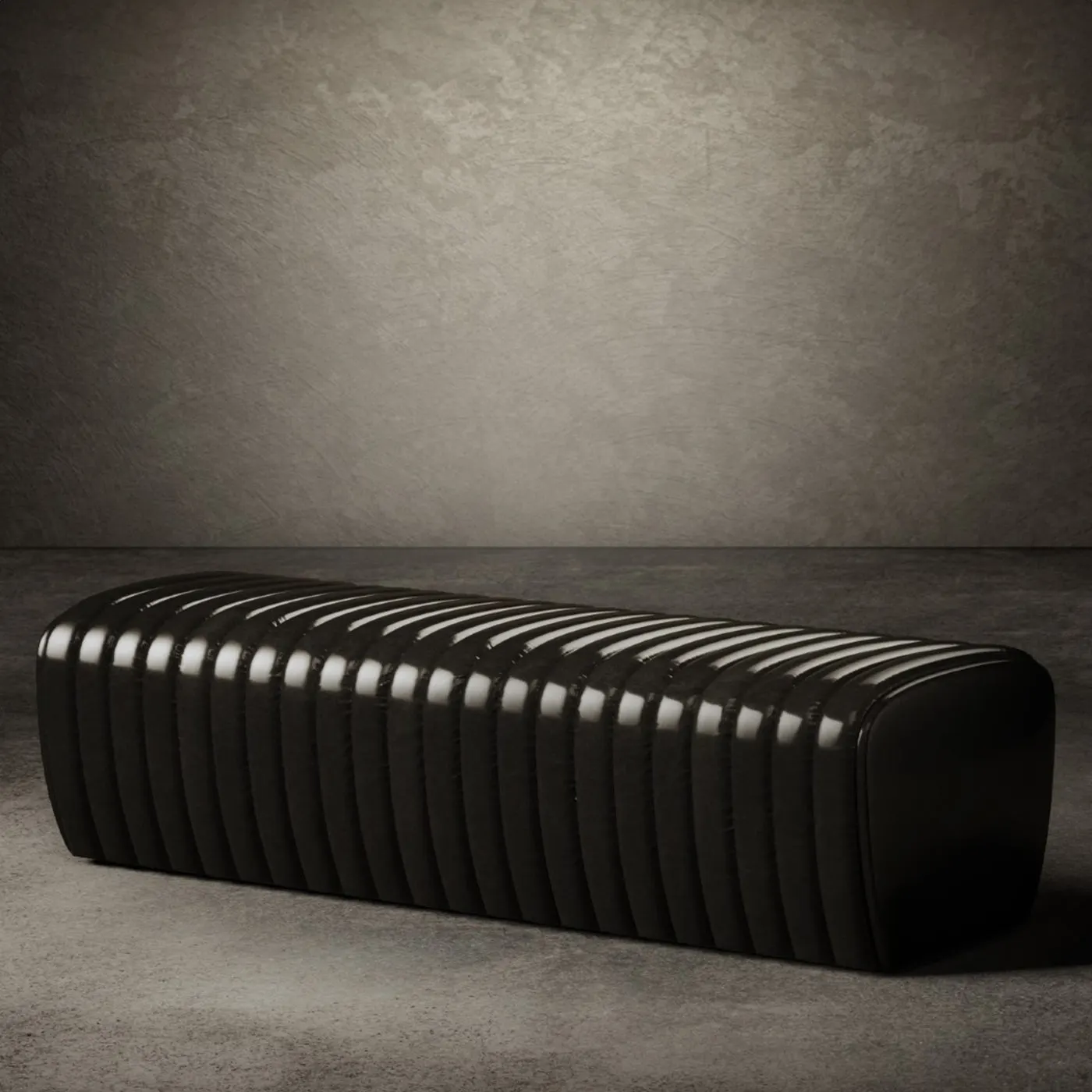 Petit Arret Black Leather Bench