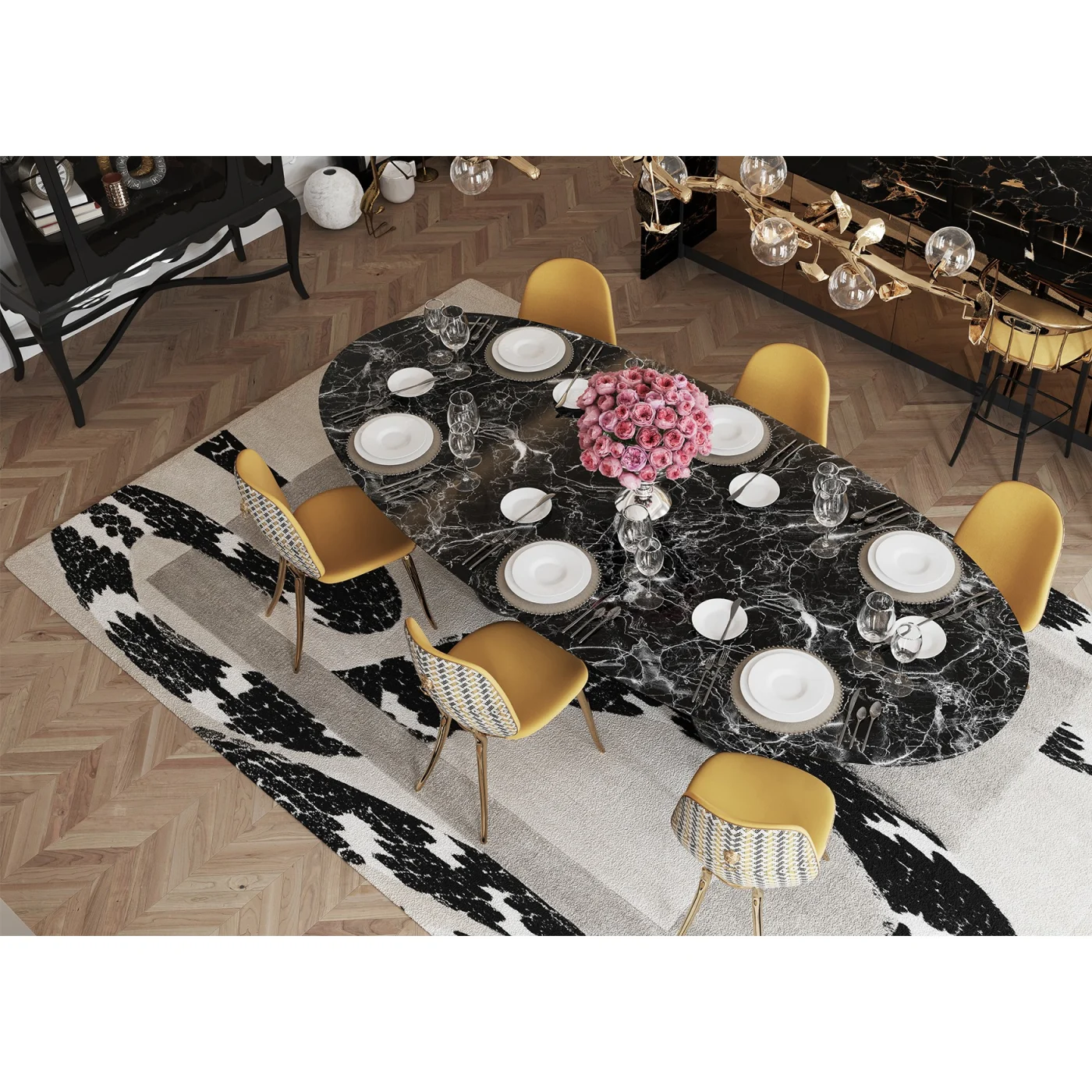 Pietra Oval Xl Nero Marquina Dining Table