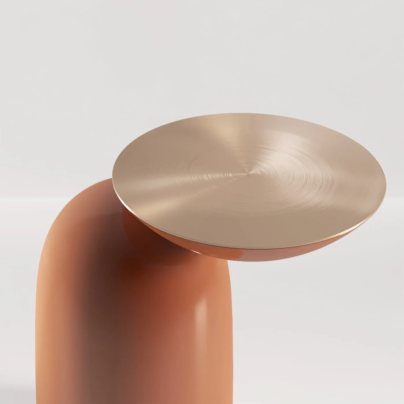 Pingu Orange Wood And Satin Brass Side Table