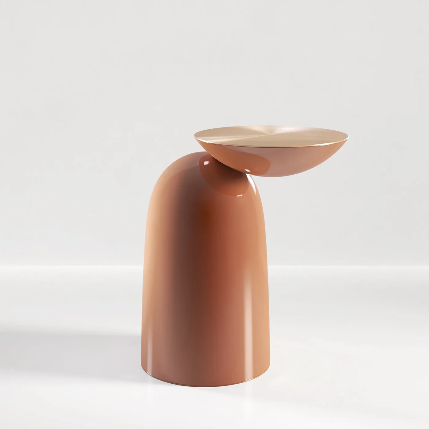Pingu Orange Wood And Satin Brass Side Table