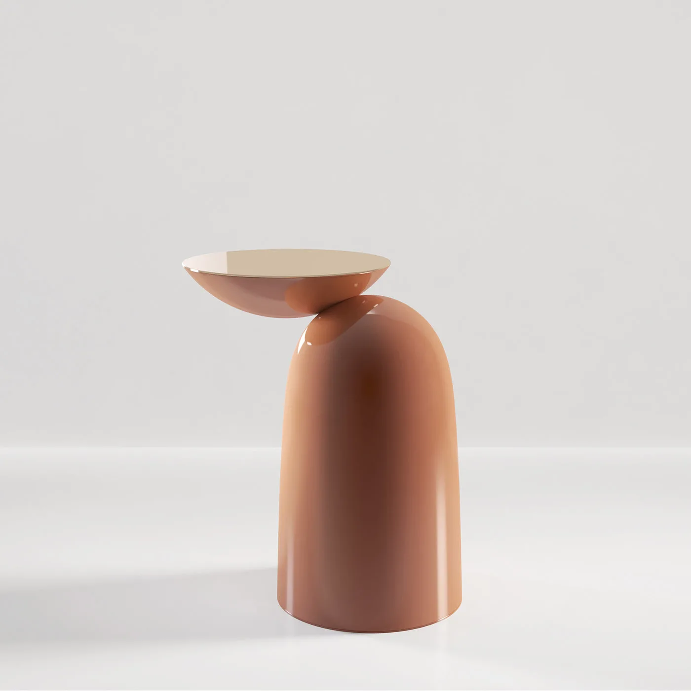 Pingu Orange Wood And Satin Brass Side Table