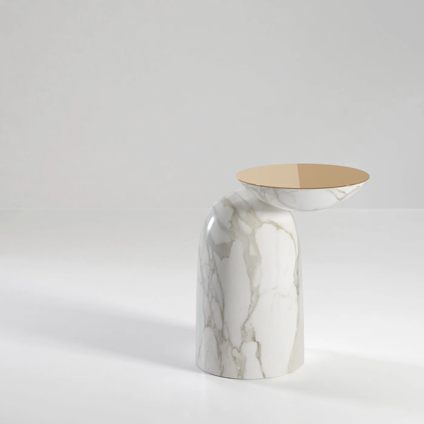 Pingu X Calacatta Marble And Polished Brass Side Table