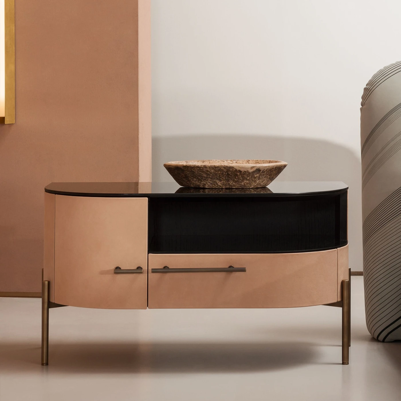 Plisse Rectangular Bedside Table By Draga & Aurel