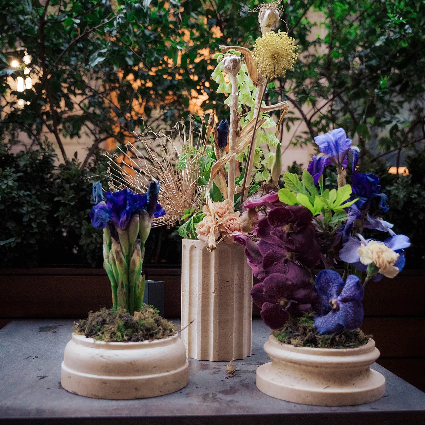 Por Tan Te Satin Travertino Column Vase