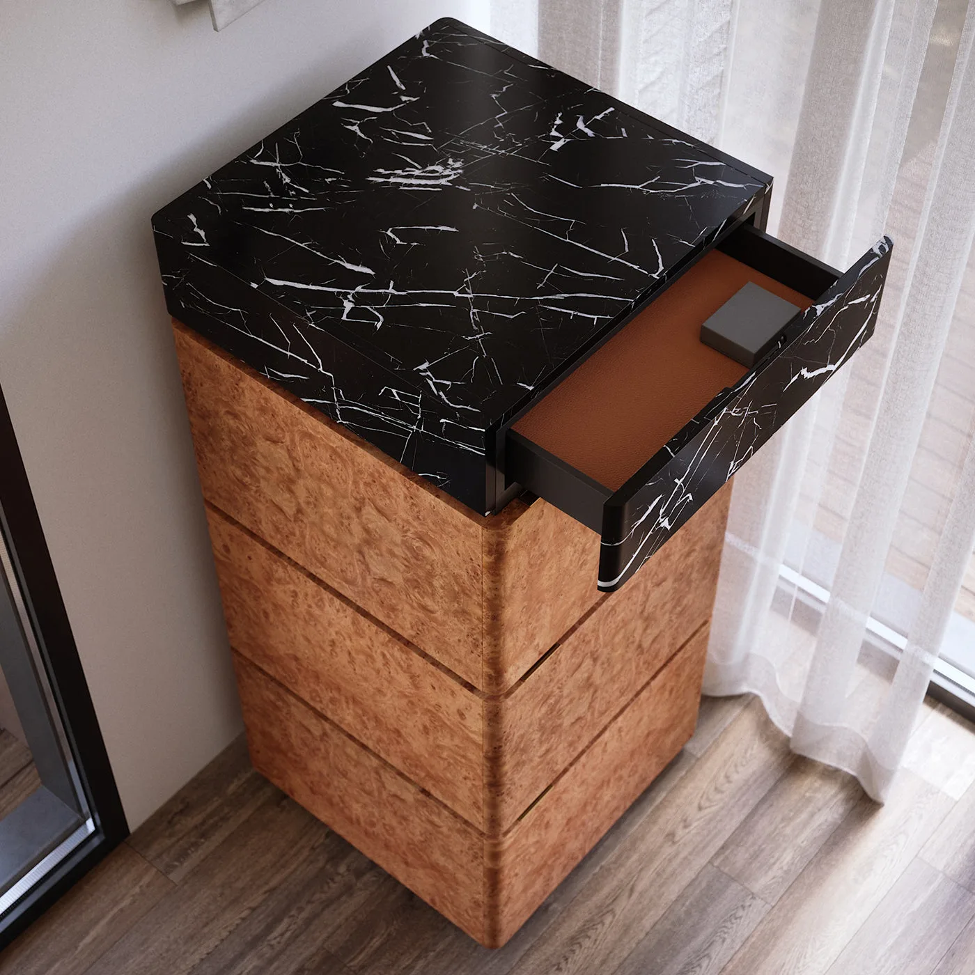 RC Wood Burl Bar Cabinet