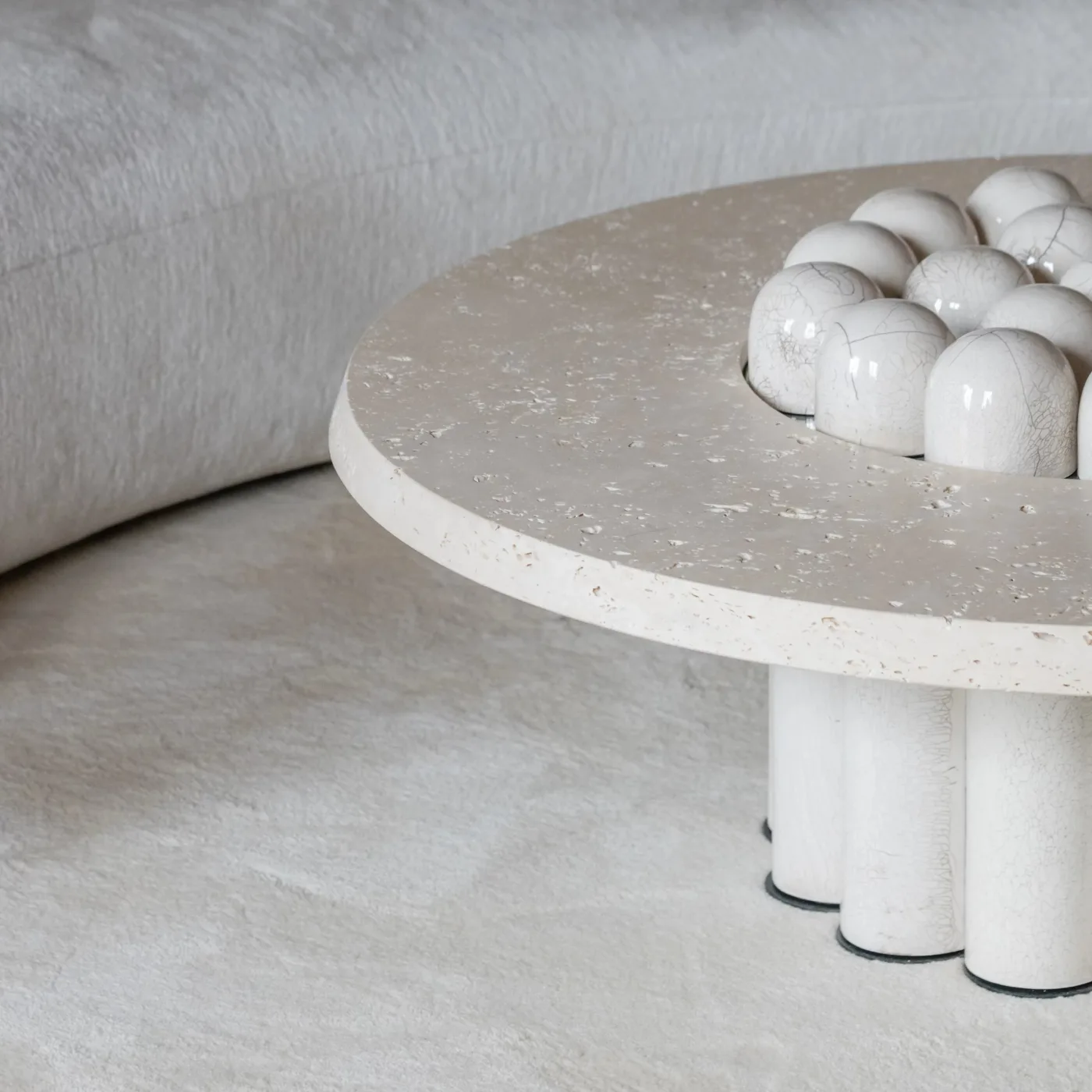 Raku Yaki Travertine Coffee Table