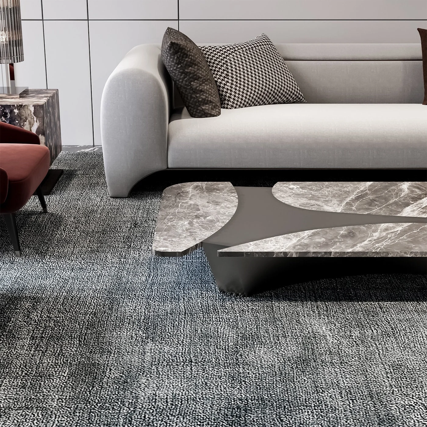 Rasine Jolie Gray Marble Top With Metal Structure Coffe Table