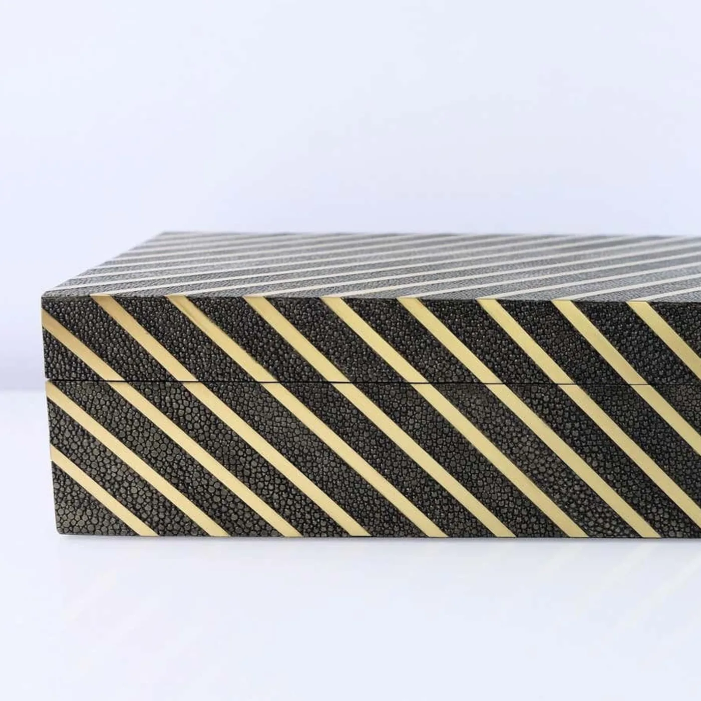 Rectangular Shagreen Box With Brass Trims