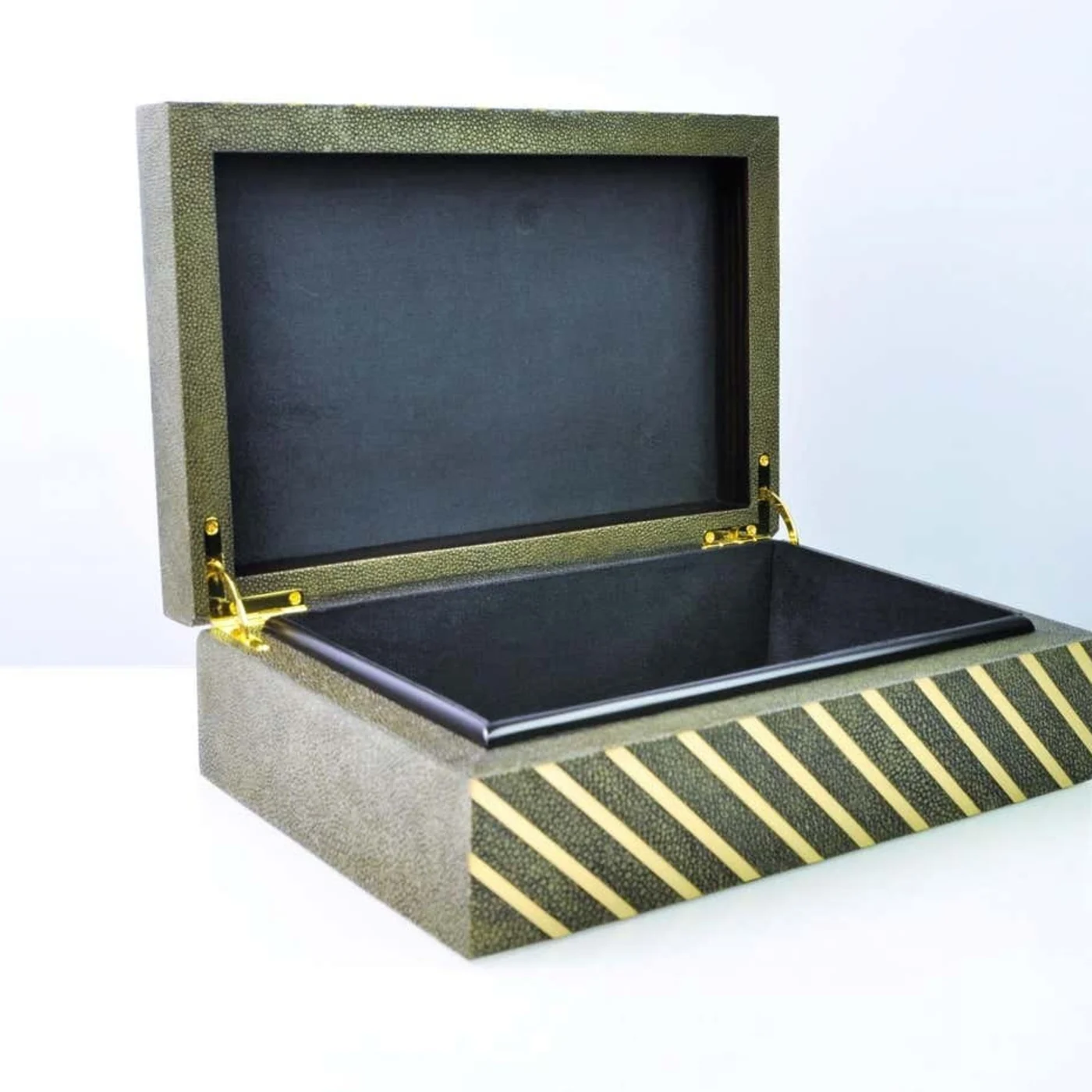Rectangular Shagreen Box With Brass Trims