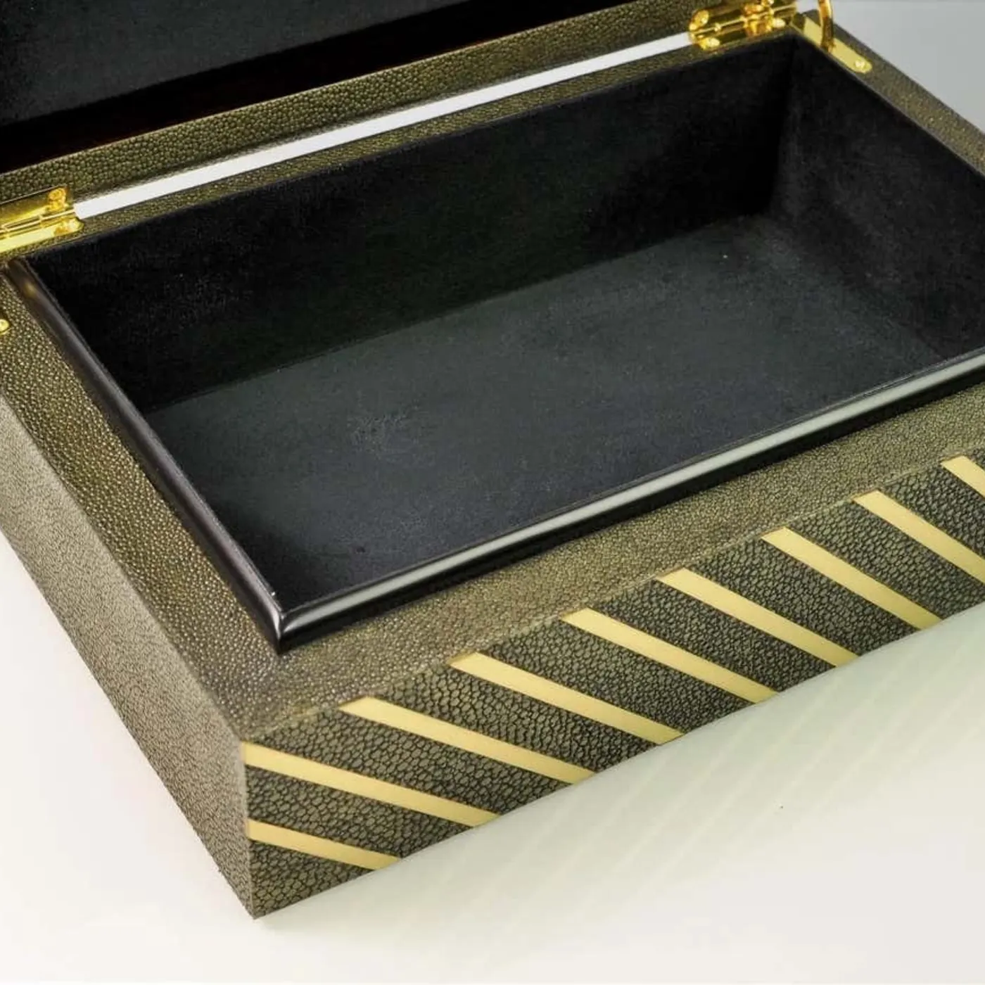 Rectangular Shagreen Box With Brass Trims