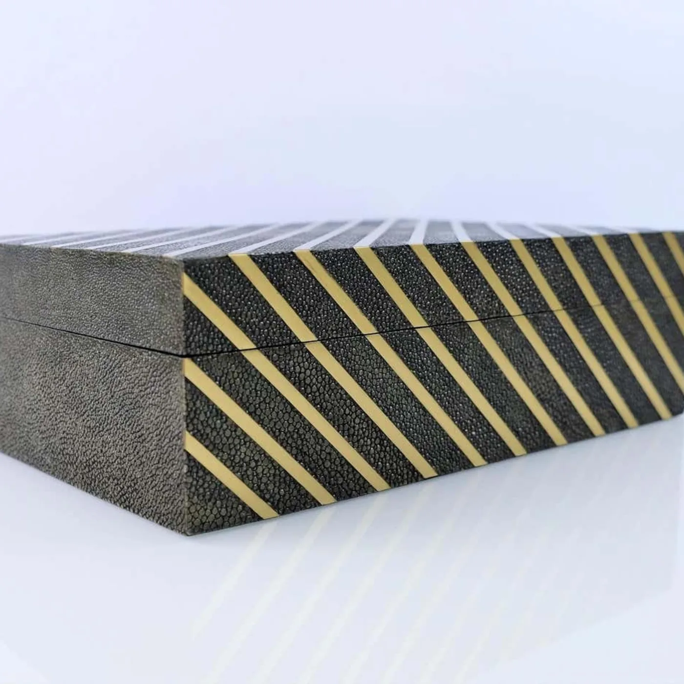 Rectangular Shagreen Box With Brass Trims