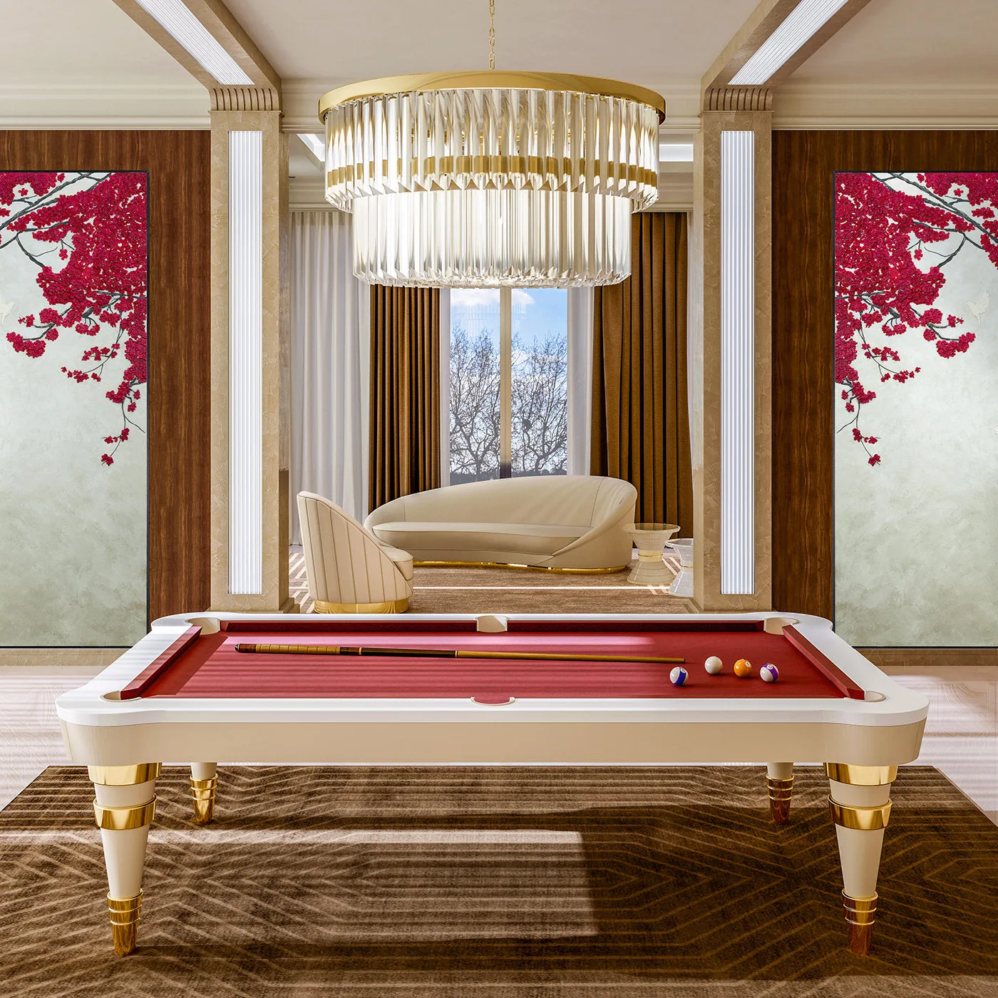 Regis Burgundy Pool Table By Pino Vismara