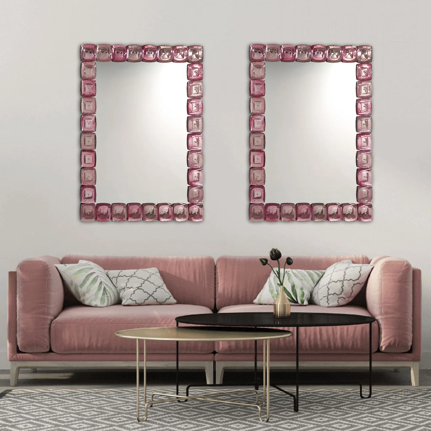 Rettangolo Rubino Murano Glass Wall Mirror