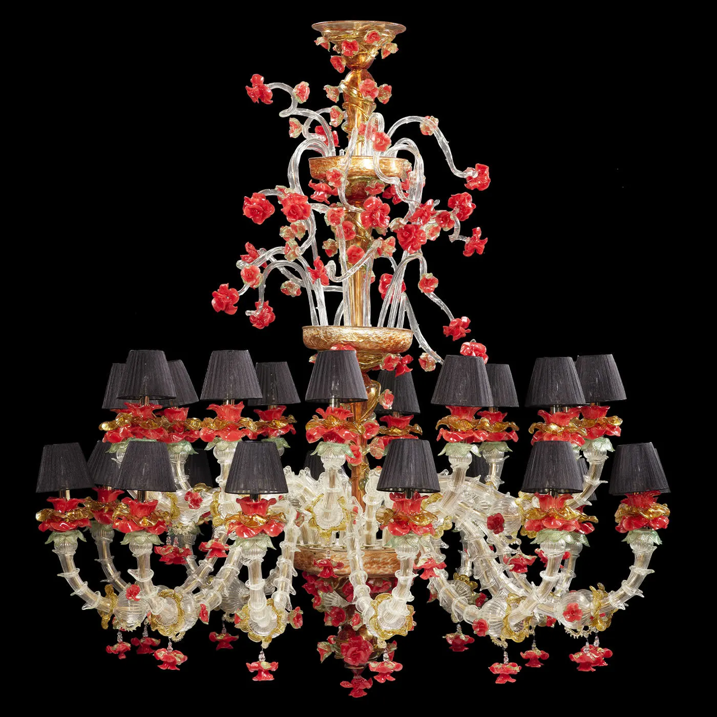Rezzonico-style Red and Gold Chandelier