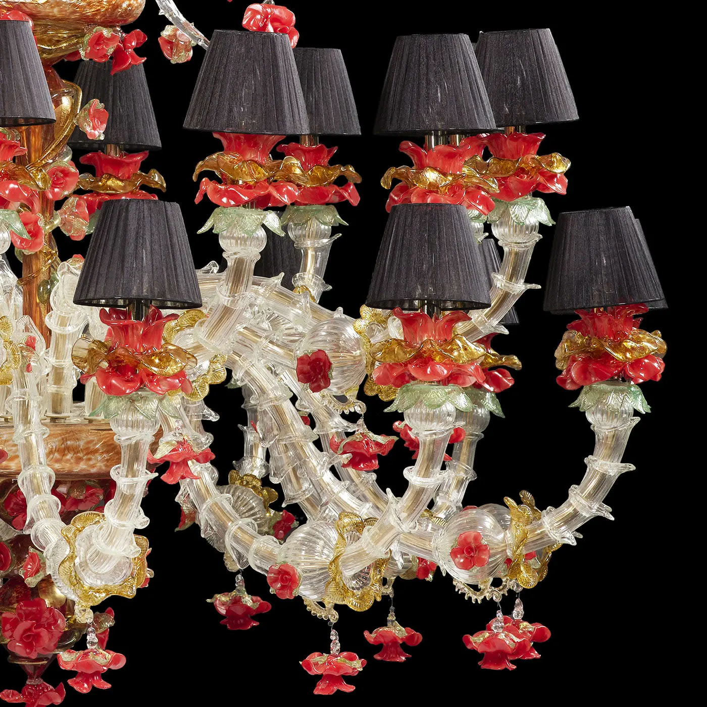 Rezzonico-style Red and Gold Chandelier