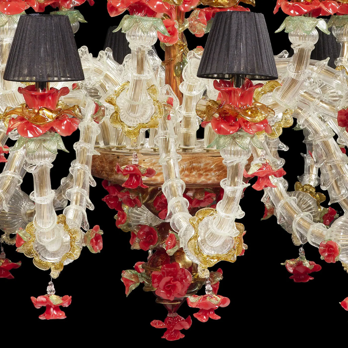 Rezzonico-style Red and Gold Chandelier