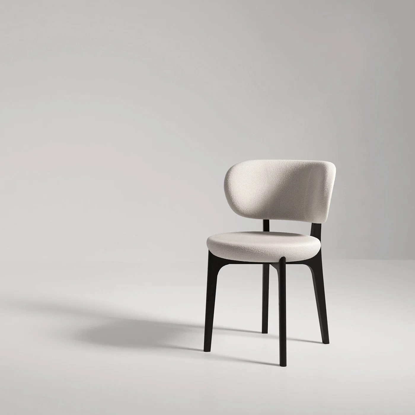 Richmond White Pearl Boucle And Dark Walnut Dining Chair