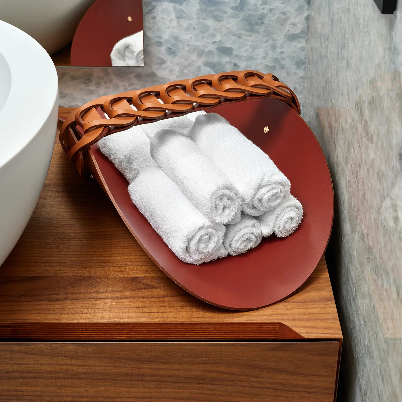 Riviera Cognac & Bordeaux Leather Vide Poche