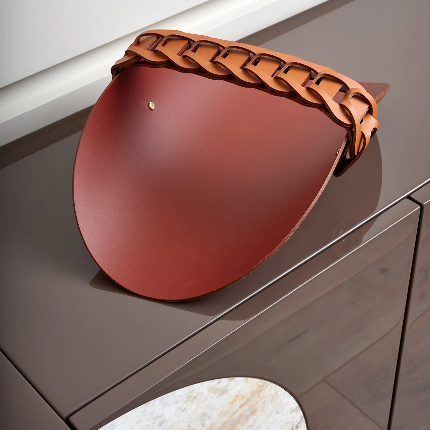 Riviera Cognac & Bordeaux Leather Vide Poche