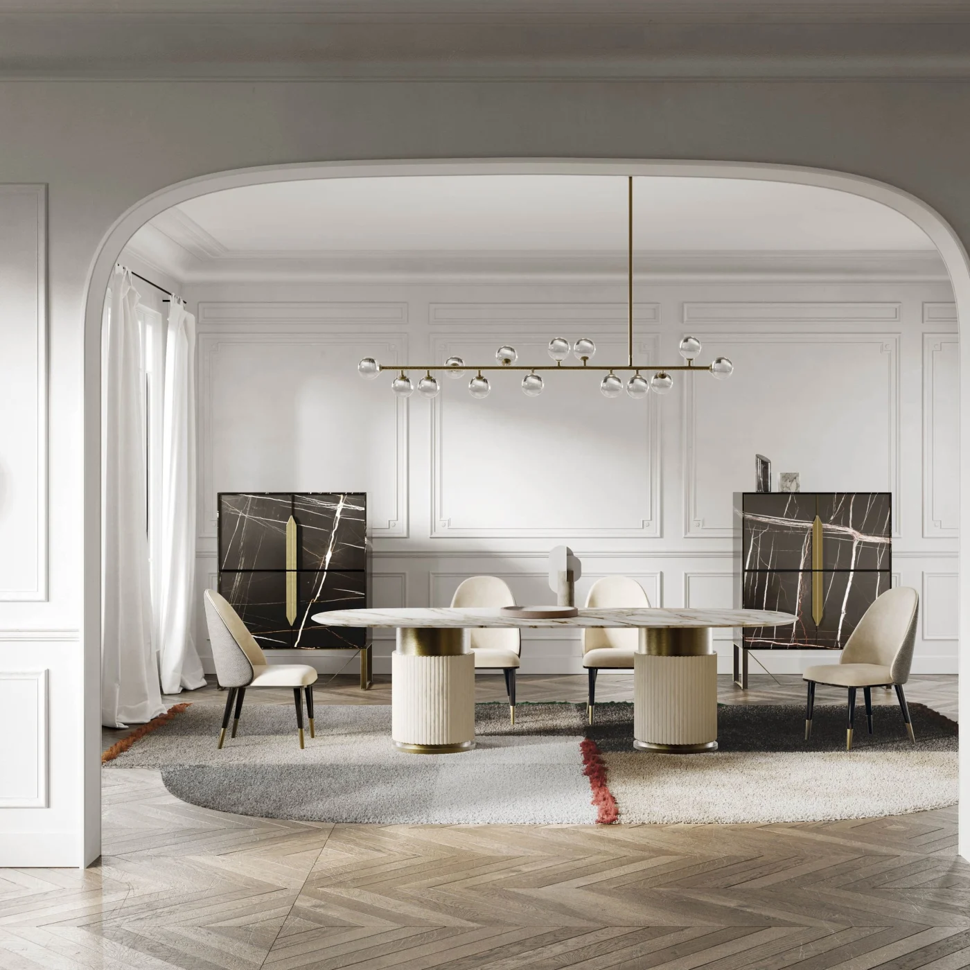 Rock Oval Marble And Wooden Table