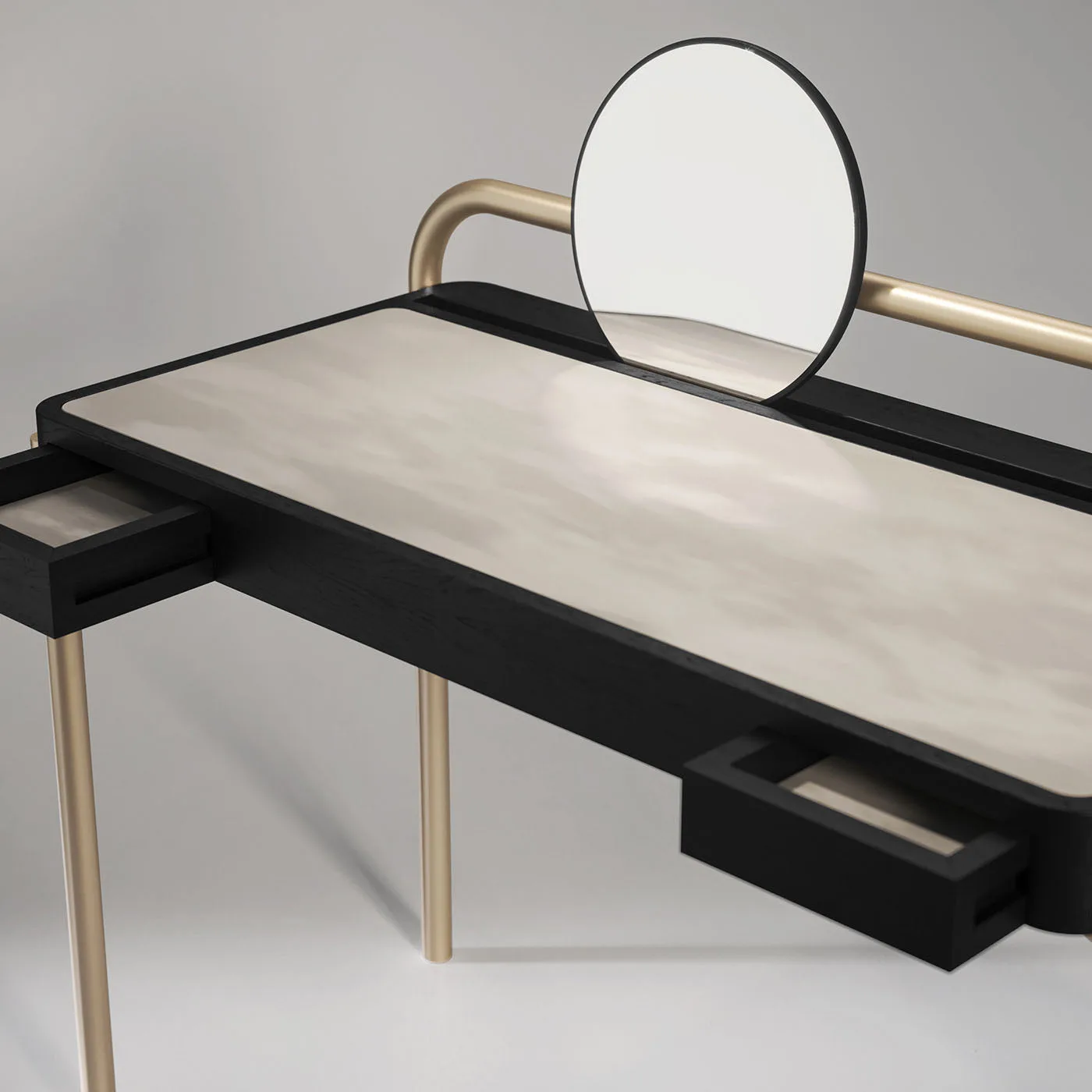 Roll Carrara Marble And Walnut Wood Desk