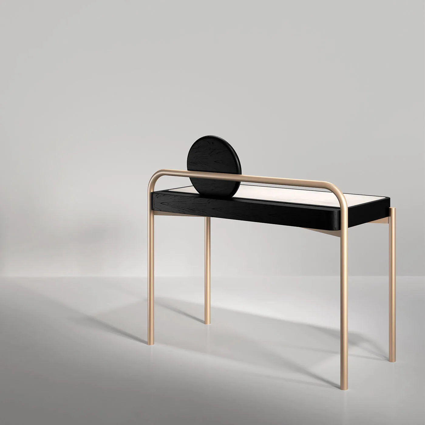 Roll Carrara Marble And Walnut Wood Desk