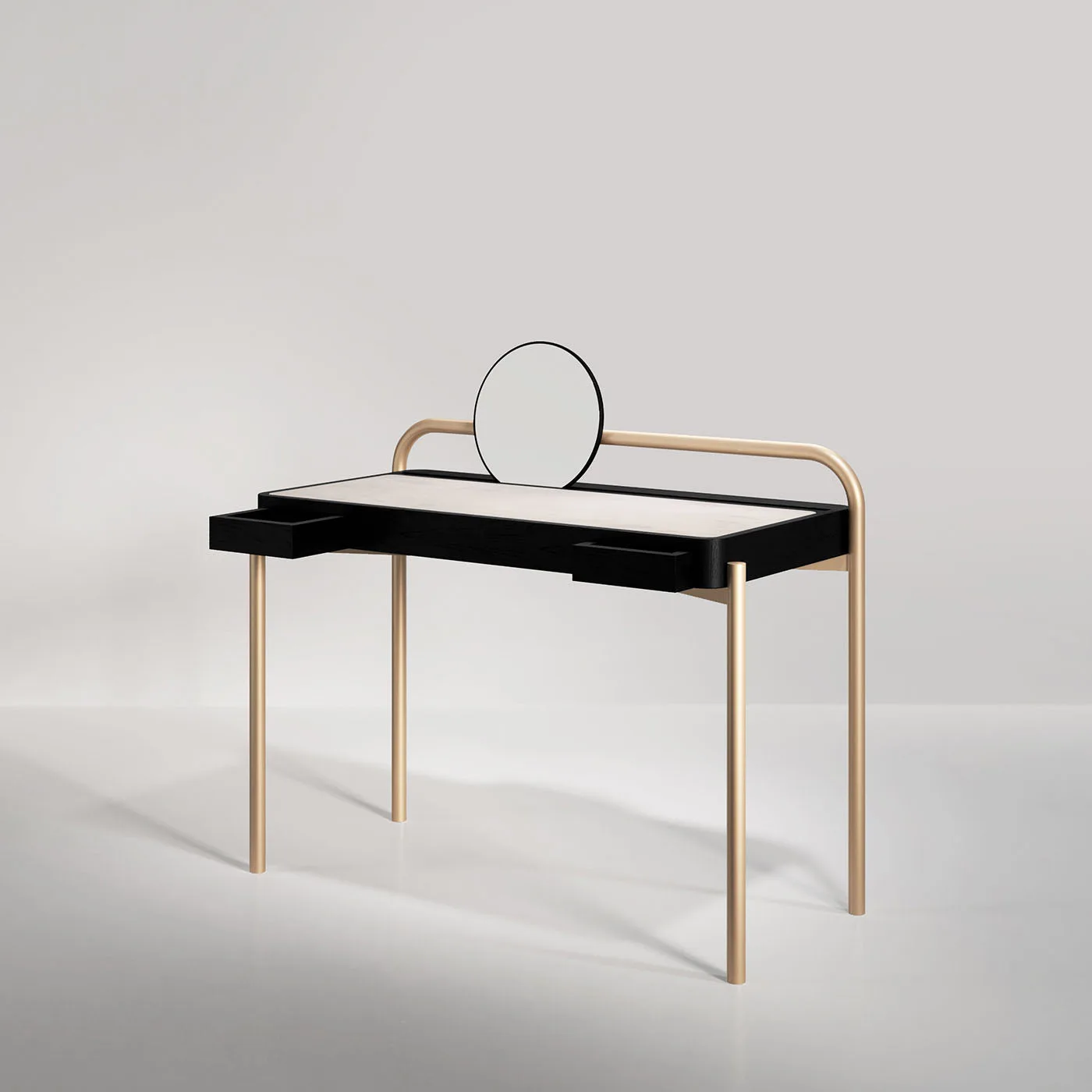 Roll Carrara Marble And Walnut Wood Desk