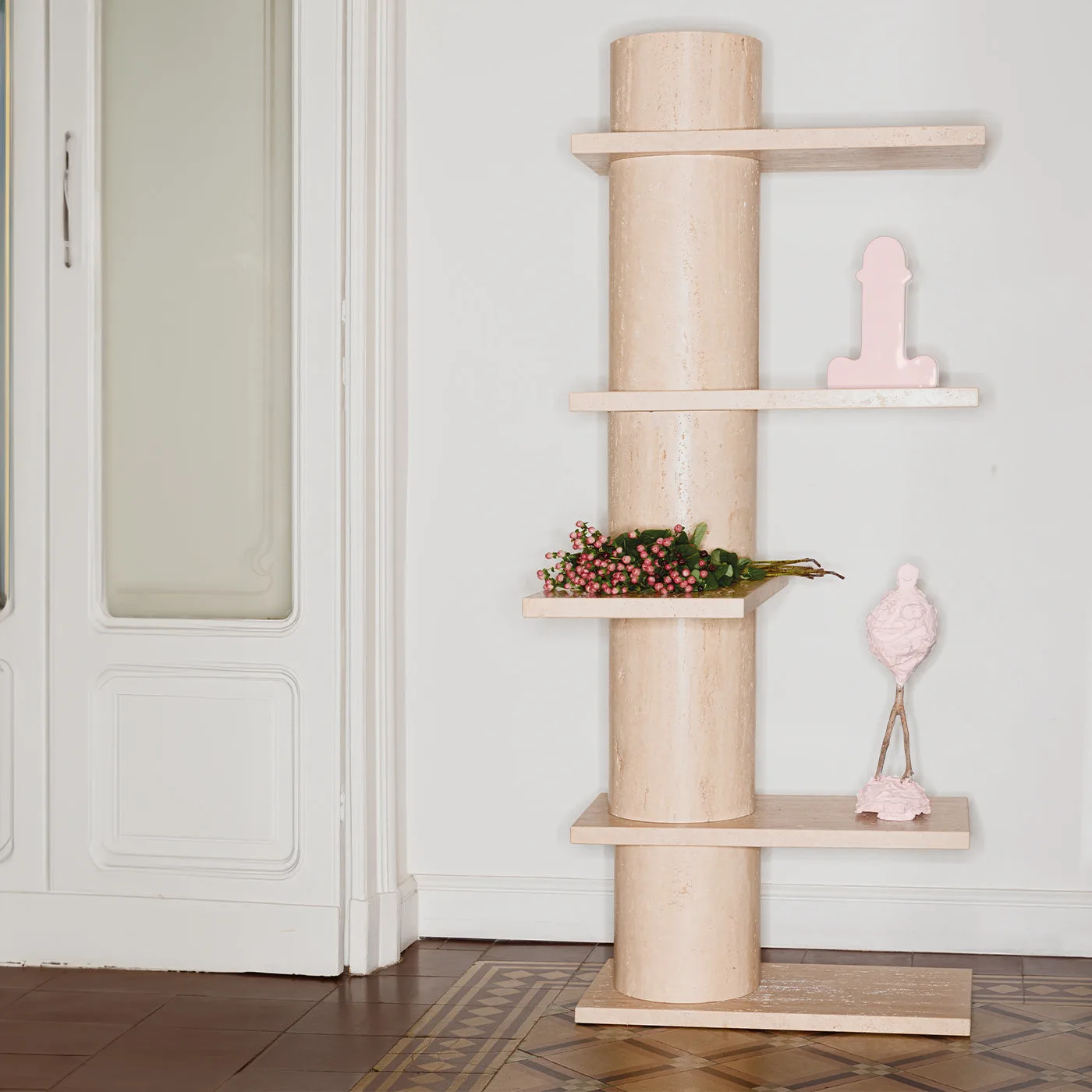 Roma Solid Travertine Bookcase By Dainelli Studio